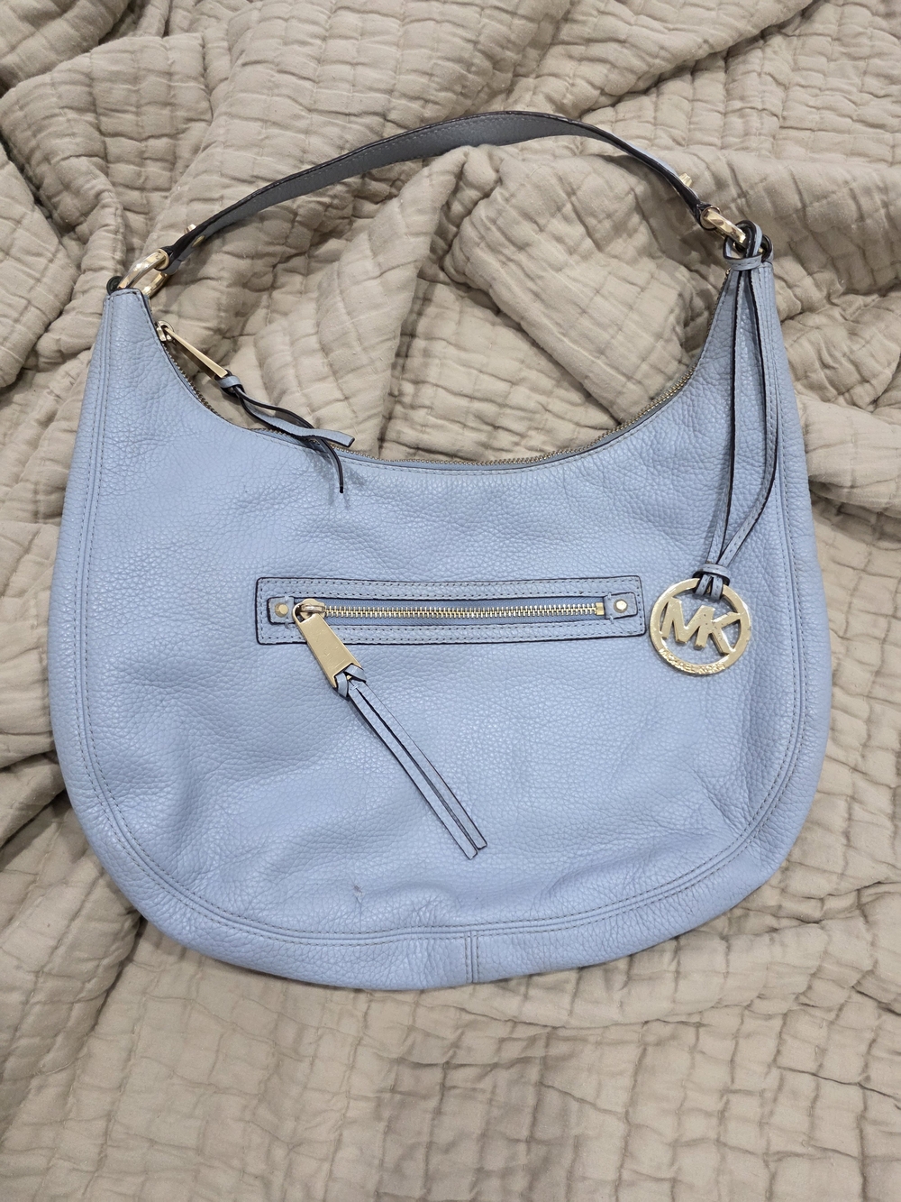 Michael Kors Light Blue Leather Hobo Bag